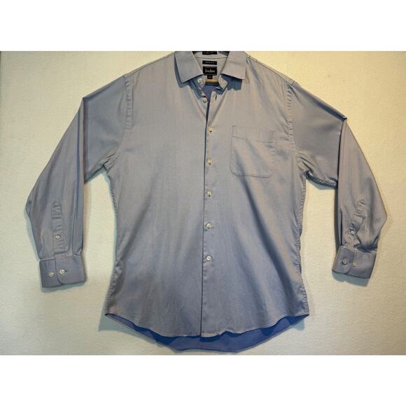 Neiman Marcus Mens Medium Blue Trim Fit Cotton Button Up Shirt 16 32/33 - Picture 2 of 10